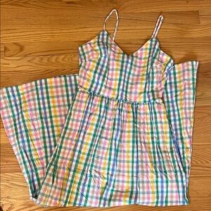 J Crew Colorful Plaid Maxi Dress